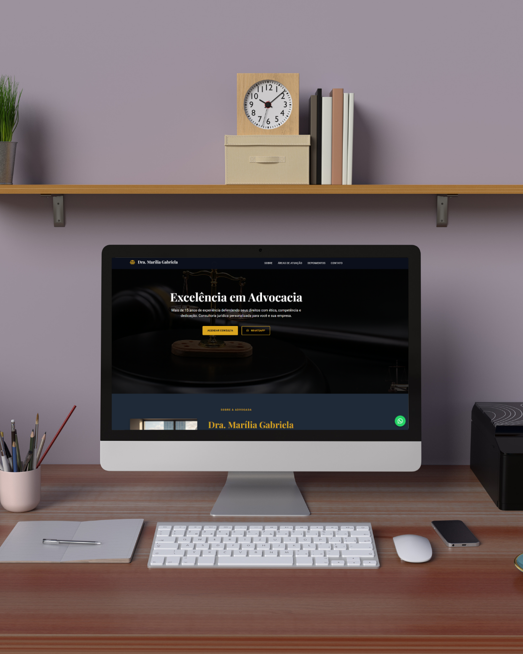 Mockup do projeto de uma Advogada