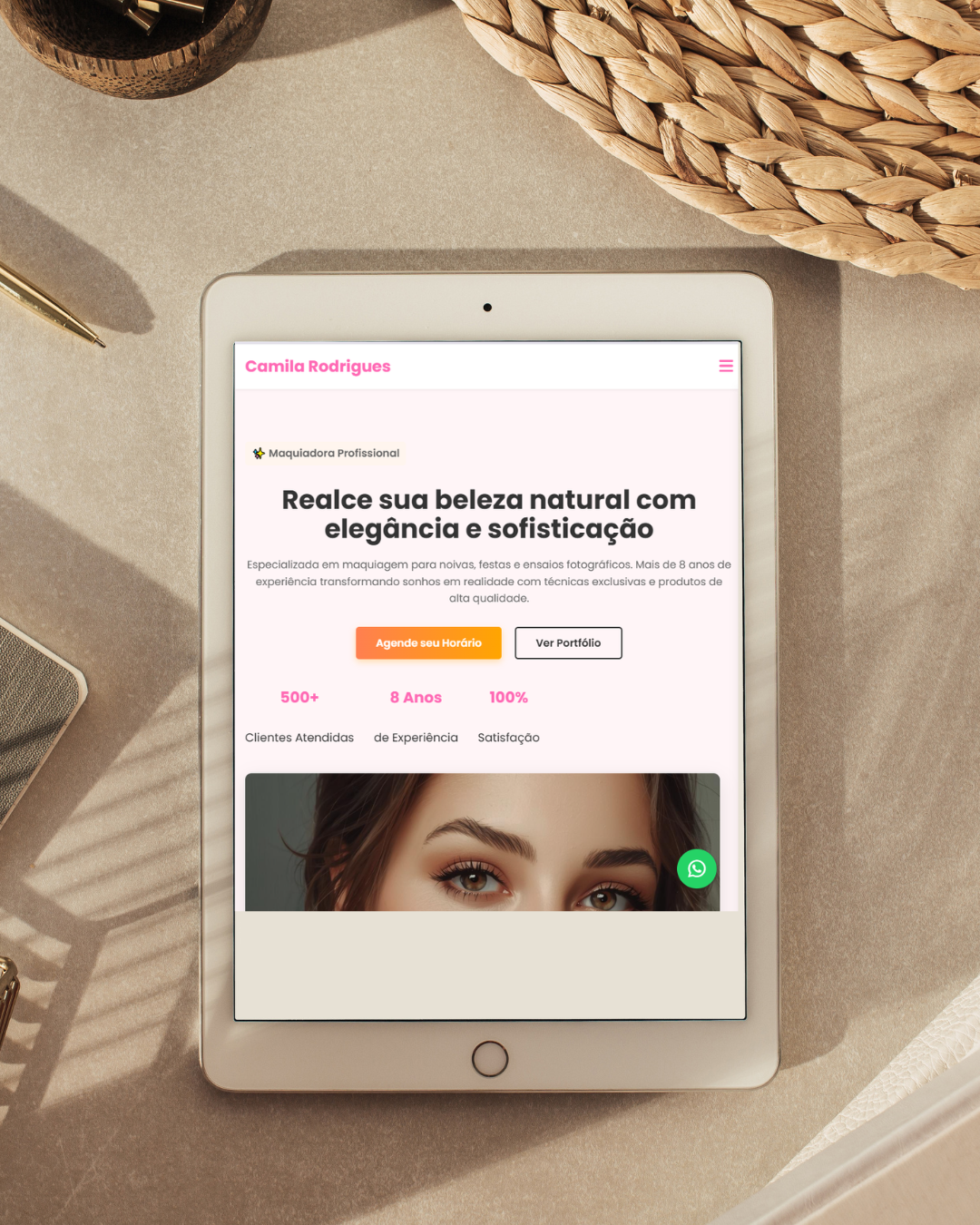 Mockup do projeto de uma maquiadora